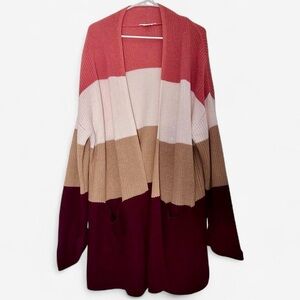 Vintage style colorblock knit cardigan